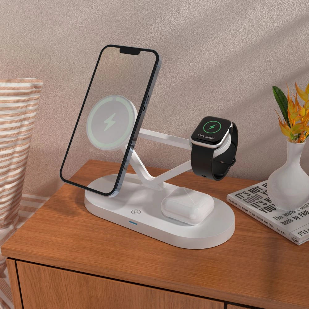 Tech-Protect QI15W-A41 3in1 Wireless Charger with MagSafe for Apple Devices - White_4
