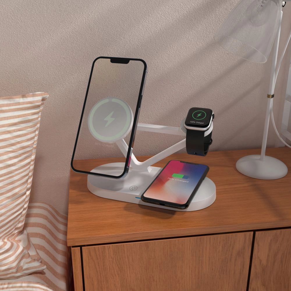 Tech-Protect QI15W-A41 3in1 Wireless Charger with MagSafe for Apple Devices - White_5
