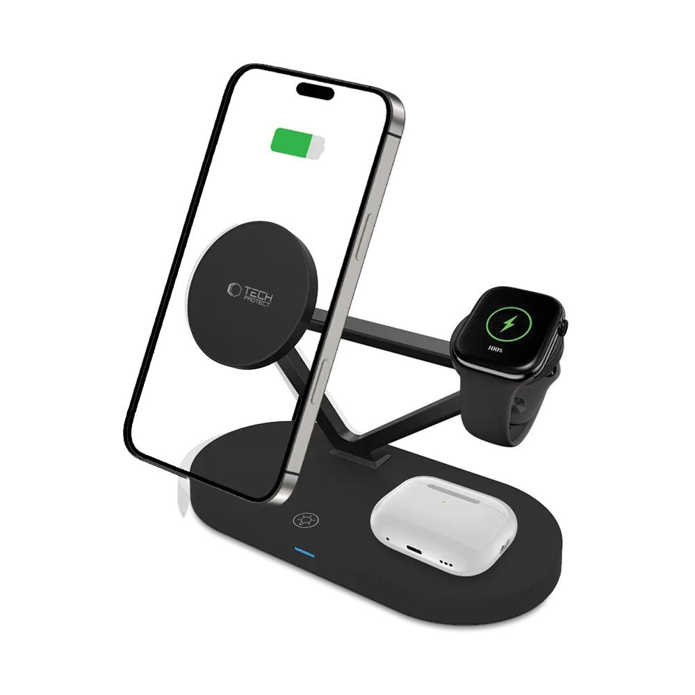 Tech-Protect QI15W-A41 3in1 Wireless Charger with MagSafe for Apple Devices - Black_1