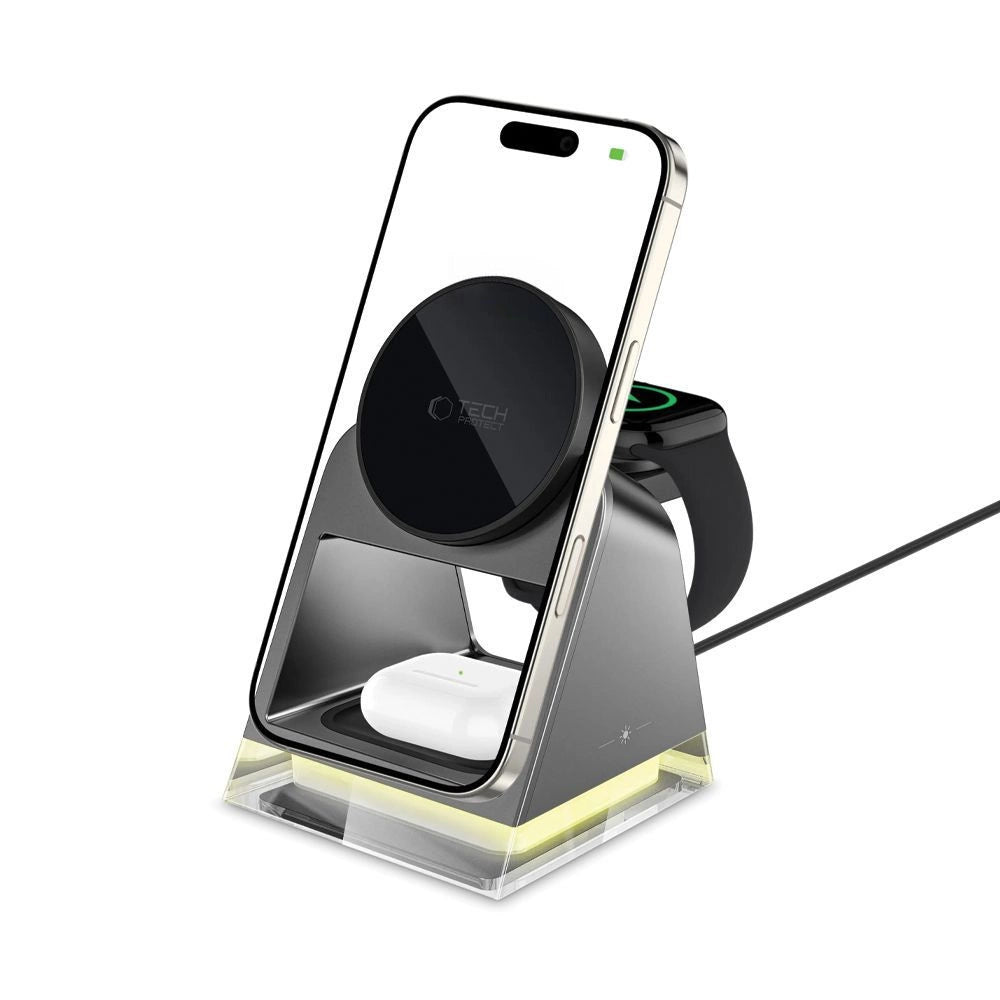 Tech-Protect QI15W-A43 3in1 Wireless Charger with MagSafe for Apple Devices - Black_1
