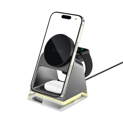 Tech-Protect QI15W-A43 3in1 Wireless Charger with MagSafe for Apple Devices - Black_1