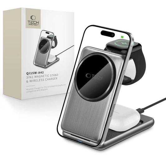 QI15W-A42 3in1 Inductive Charger with MagSafe for Apple Devices - Gray_0