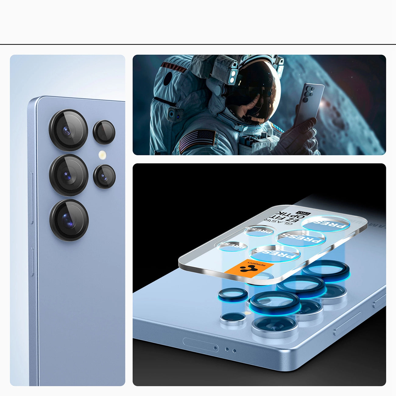 Spigen Optik Pro GLAS.TR EZ FIT 2-pack Camera Cover for Samsung Galaxy S25 Ultra - Black_9