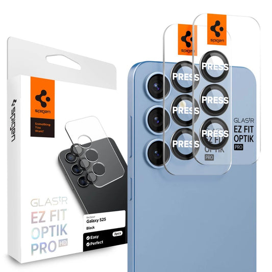 Spigen Optik Pro GLAS.TR EZ FIT 2-pack Camera Cover for Samsung Galaxy S25 - Black_0