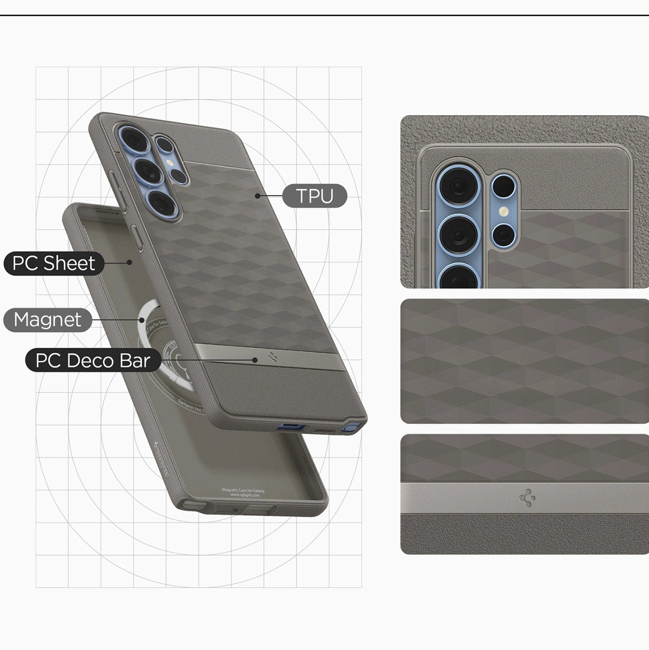 Caseology Parallax Mag MagSafe Case for Samsung Galaxy S25 Ultra - Gray_14