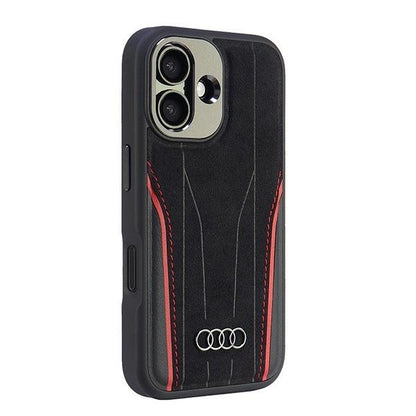 Audi Genuine Leather MagSafe iPhone 16 6.1" black-red hardcase AU-TPUPCMIP16-R8/D3-RD_1