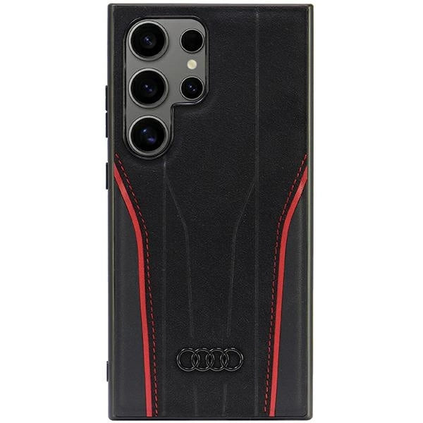 Audi Genuine Leather MagSafe S24 Ultra S928 black-red hardcase AU-TPUPCS24U-R8/D3-RD_0