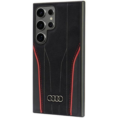 Audi Genuine Leather MagSafe S24 Ultra S928 black-red hardcase AU-TPUPCS24U-R8/D3-RD_1