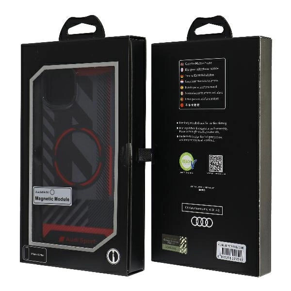 Audi IML Sport MagSafe Case iPhone 15 / 14 Plus Plus 6.7" black/black hardcase AU-IMLMIP15M-RSQ/D2-BK_6