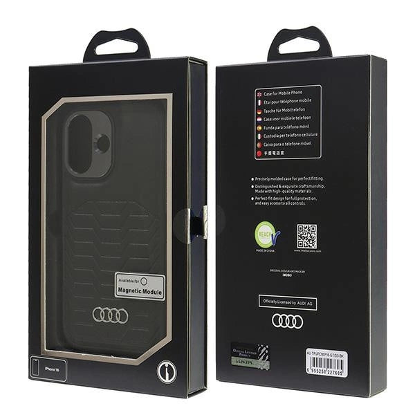 Audi Synthetic Leather MagSafe iPhone 16 6.1" black/black hardcase AU-TPUPCMIP16-GT/D3-BK_6