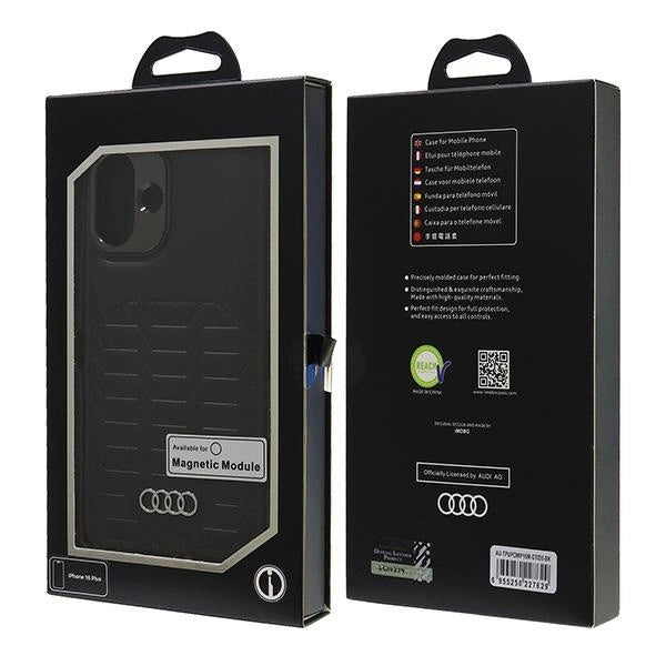 Audi Synthetic Leather MagSafe iPhone 16 Plus 6.7" black/black hardcase AU-TPUPCMIP16M-GT/D3-BK_6