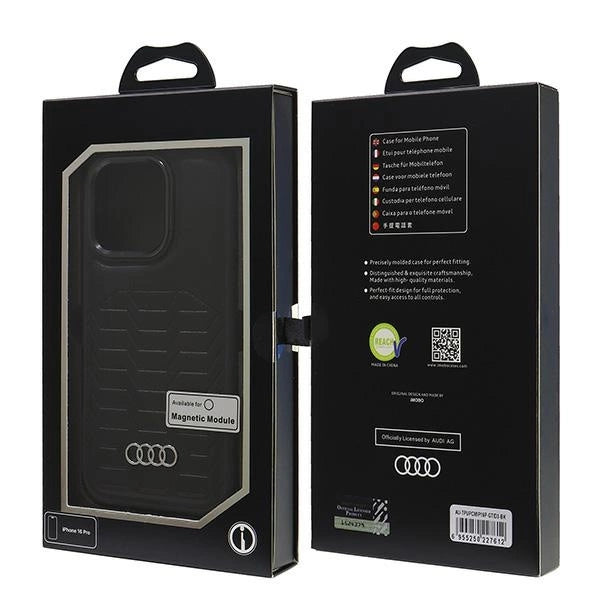 Audi Synthetic Leather MagSafe iPhone 16 Pro 6.3" black/black hardcase AU-TPUPCMIP16P-GT/D3-BK_6