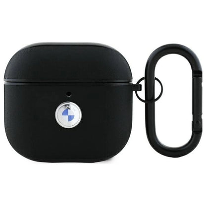 BMW BMA4SSLBK AirPods 4 cover black/black Geniune Leather Silver Logo_0