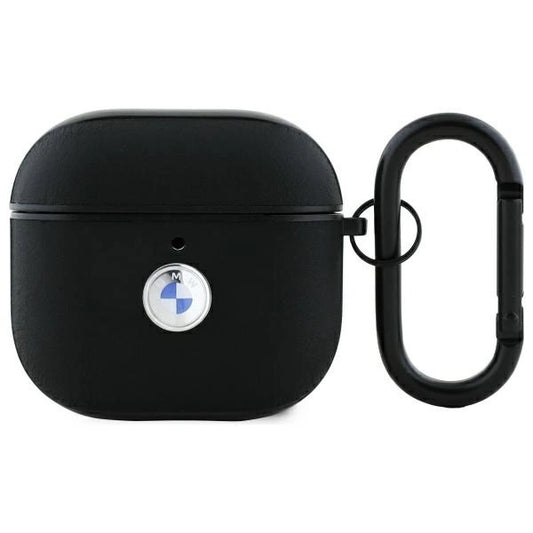 BMW BMA4SSLBK AirPods 4 cover black/black Geniune Leather Silver Logo_0