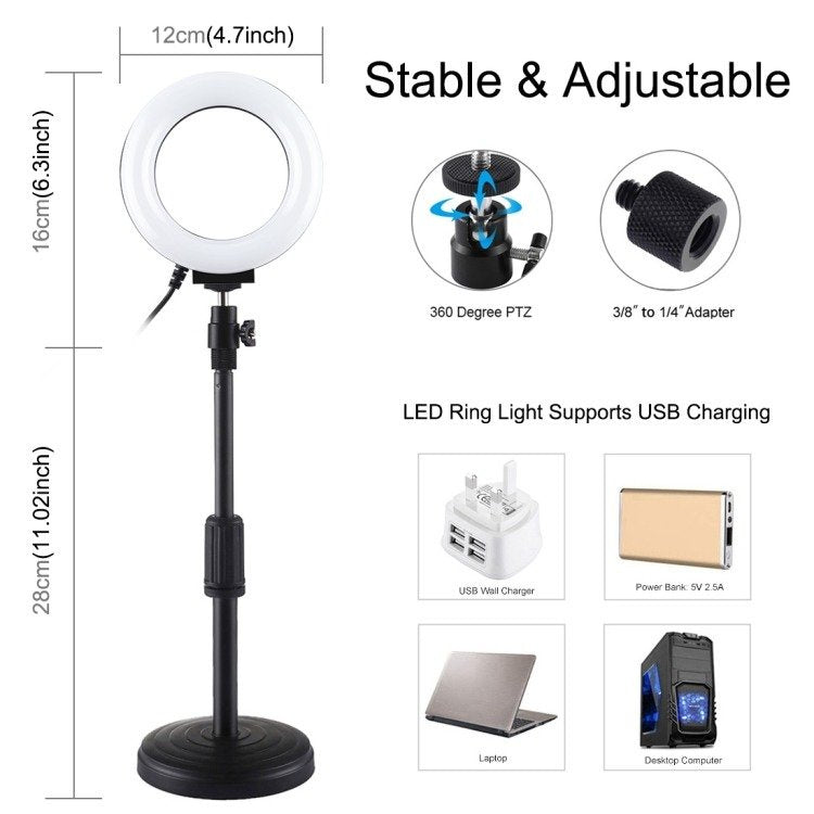 Ring LED lamp Puluz with adjustable base PU391_3