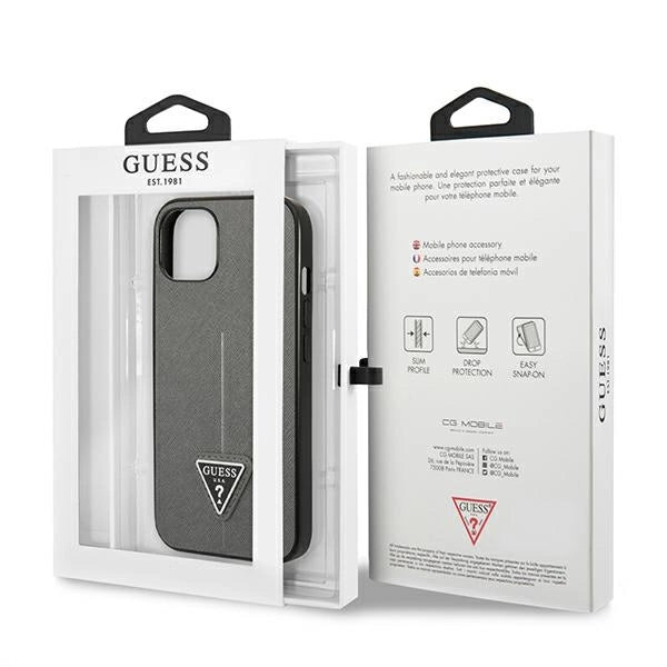 Guess SaffianoTriangle Logo case for iPhone 13 / 14 / 15 6.1" - silver_7