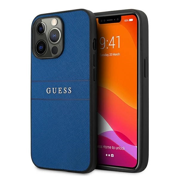 Guess Saffiano Strap Case for iPhone 13 Pro Max 6.7" - Blue_0