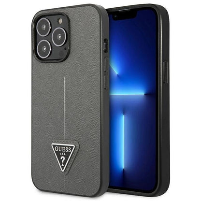 Guess Saffiano Triangle Logo case for iPhone 13 Pro Max 6.7" - silver_0