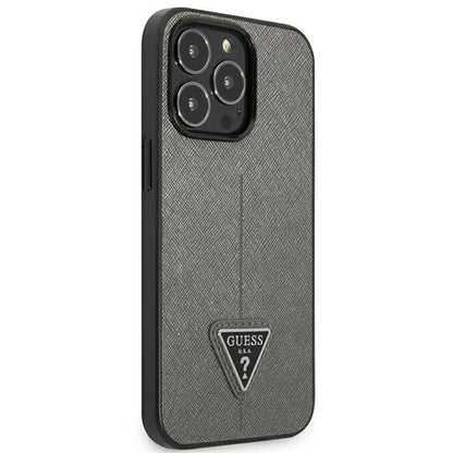 Guess Saffiano Triangle Logo case for iPhone 13 Pro Max 6.7" - silver_3
