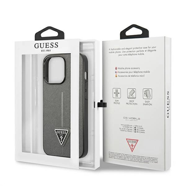 Guess Saffiano Triangle Logo case for iPhone 13 Pro Max 6.7" - silver_7