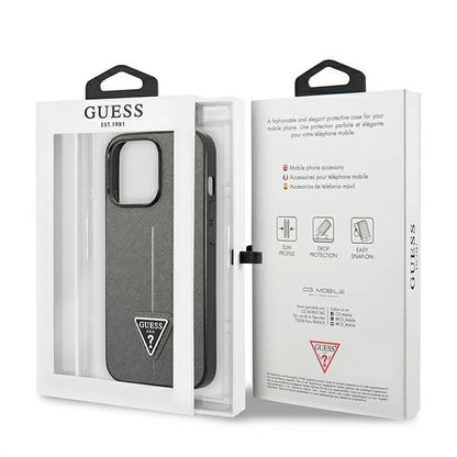 Guess Saffiano Triangle Logo case for iPhone 13 Pro Max 6.7" - silver_7
