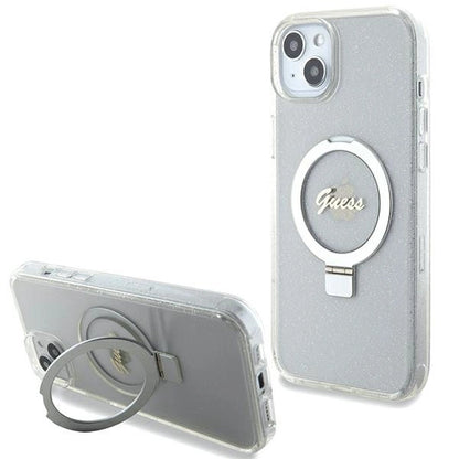 Guess GUHMP15MHRSGSD iPhone 15 Plus / 14 Plus 6.7&quot; transparent/transparent hardcase Ring Stand Script Glitter MagSafe_0