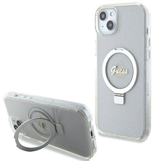 Guess GUHMP15MHRSGSD iPhone 15 Plus / 14 Plus 6.7&quot; transparent/transparent hardcase Ring Stand Script Glitter MagSafe_0