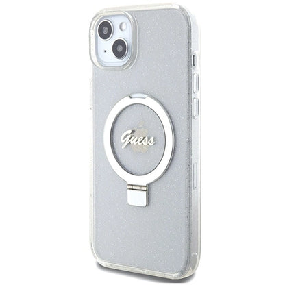 Guess GUHMP15MHRSGSD iPhone 15 Plus / 14 Plus 6.7&quot; transparent/transparent hardcase Ring Stand Script Glitter MagSafe_1