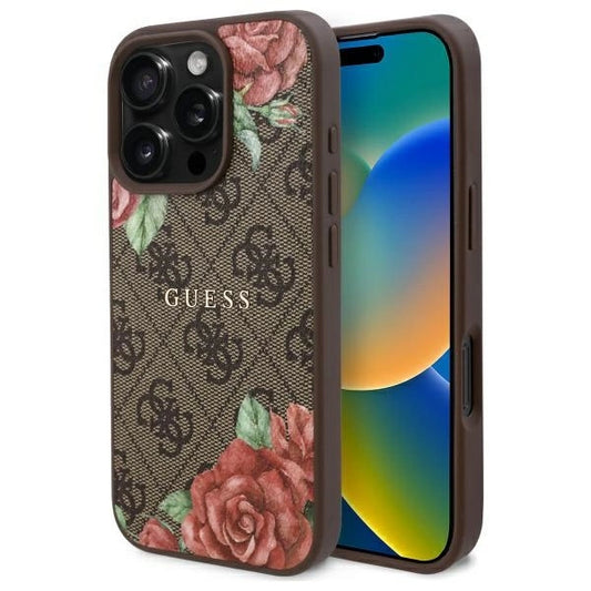 Guess GUHMP16LP4ROPEMCW iPhone 16 Pro 6.3&quot; brown/brown hardcase 4G Flowers Print MagSafe_0