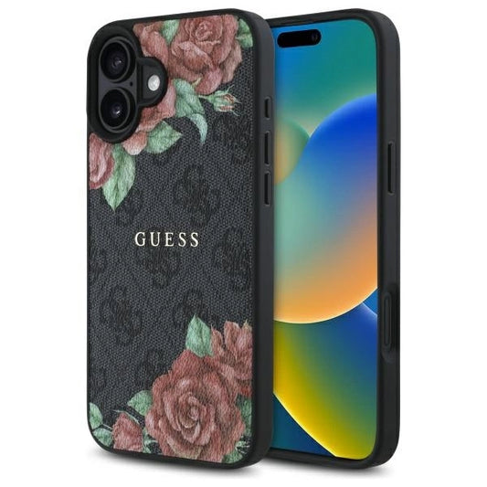 Guess GUHMP16SP4ROPEMCK iPhone 16 6.1&quot; black/black hardcase 4G Flowers Print MagSafe_0