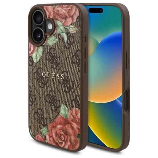 Guess GUHMP16SP4ROPEMCW iPhone 16 6.1&quot; brown/brown hardcase 4G Flowers Print MagSafe_0