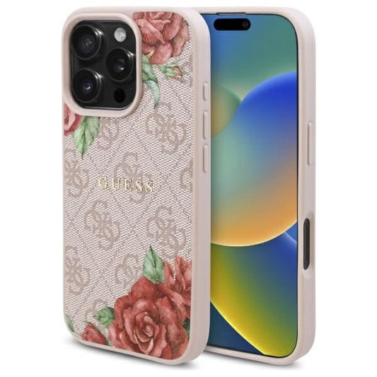 Guess GUHMP16XP4ROPEMCP iPhone 16 Pro Max 6.9&quot; pink/pink hardcase 4G Flowers Print MagSafe_0