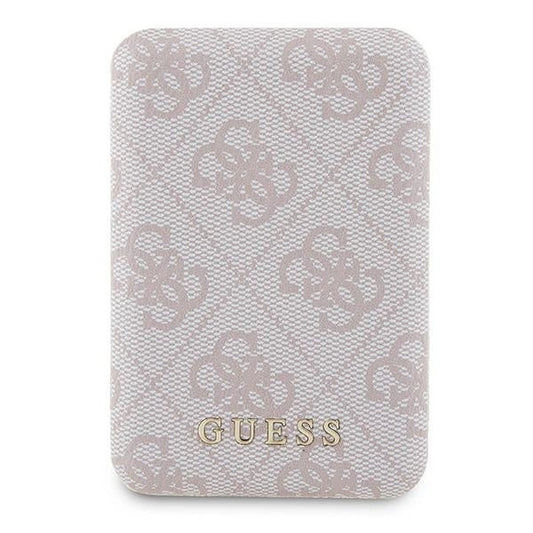 Guess Powerbank inductive 15W GUPB5FP4EMGP 5000mAh pink/pink 4G Leather Metal Logo MagSafe_0