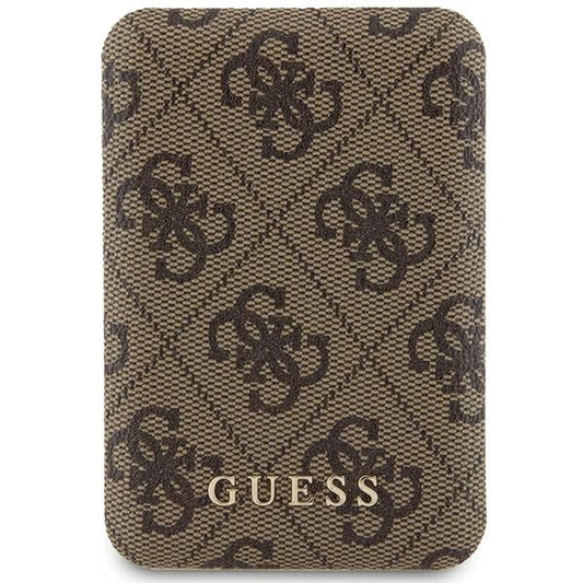 Guess Powerbank inductive 15W GUPB5FP4EMGW 5000mAh brown/brown 4G Leather Metal Logo MagSafe_0