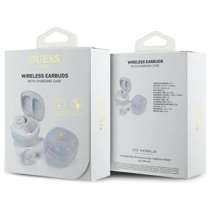 Guess Bluetooth headphones GUTWSJ144ESH TWS + docking station white/white Iridescent 4G Printed Logo_6