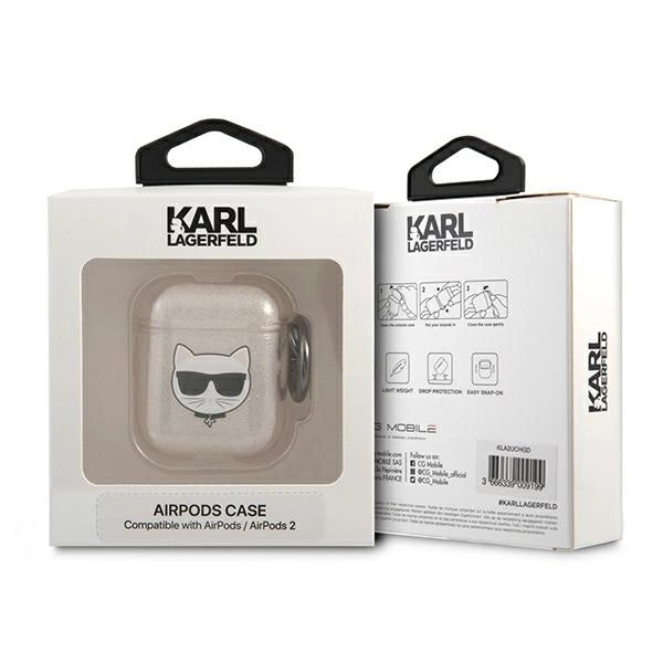 Karl Lagerfeld Glitter Choupette Case for AirPods 1 / 2 - Gold_3