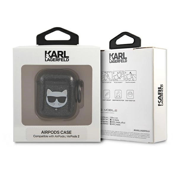 Karl Lagerfeld KLA2UCHGK AirPods 1/2 cover black/black Glitter Choupette_3