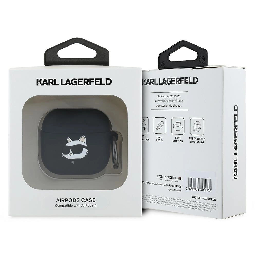 Karl Lagerfeld KLA4RUNCHK AirPods 4 cover black/black Silicone Choupette Head 3D_2