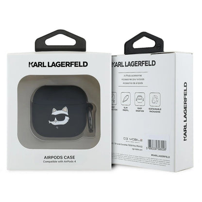 Karl Lagerfeld KLA4RUNCHK AirPods 4 cover black/black Silicone Choupette Head 3D_2