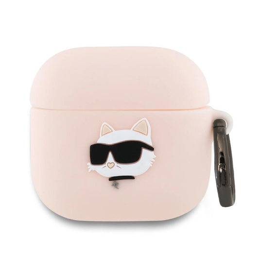 Karl Lagerfeld KLA4RUNCHP AirPods 4 cover pink Silicone Choupette Head 3D_0