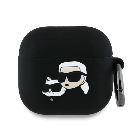 Karl Lagerfeld KLA4RUNKCHK AirPods 4 cover black/black Silicone Karl&amp;Chaupette Head 3D_0