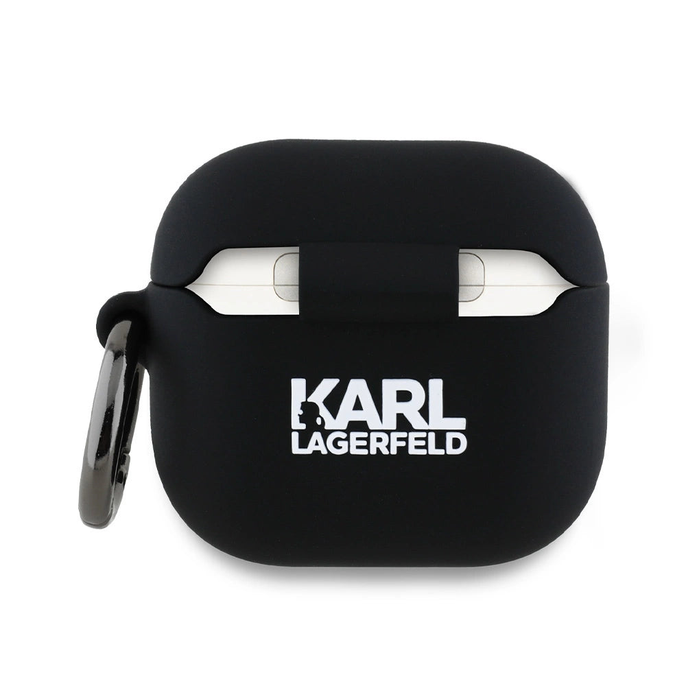 Karl Lagerfeld KLA4RUNKCHK AirPods 4 cover black/black Silicone Karl&amp;Chaupette Head 3D_1