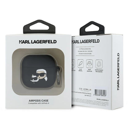 Karl Lagerfeld KLA4RUNKCHK AirPods 4 cover black/black Silicone Karl&amp;Chaupette Head 3D_2