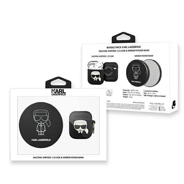 Karl Lagerfeld Ikonik Case for AirPods + Powerbank - Black_1