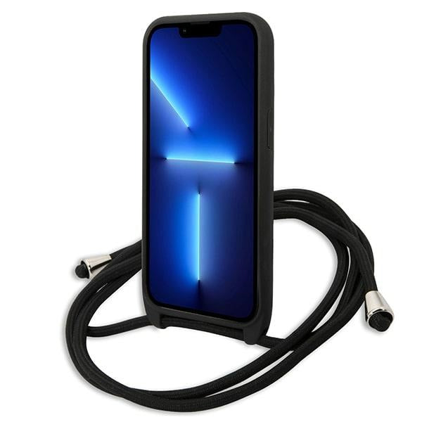 Karl Lagerfeld Leather Monogram Patch and Cord Iconik Case for iPhone 13 Pro / 13 - Black_3