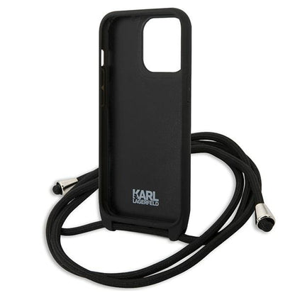 Karl Lagerfeld Leather Monogram Patch and Cord Iconik Case for iPhone 13 Pro / 13 - Black_5
