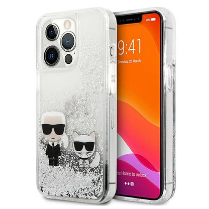 Karl Lagerfeld Liquid Glitter Karl&amp;Choupette case for iPhone 13 Pro / 13 6.1" - silver_0