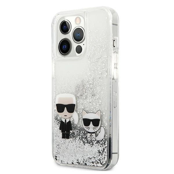 Karl Lagerfeld Liquid Glitter Karl&amp;Choupette case for iPhone 13 Pro / 13 6.1" - silver_1