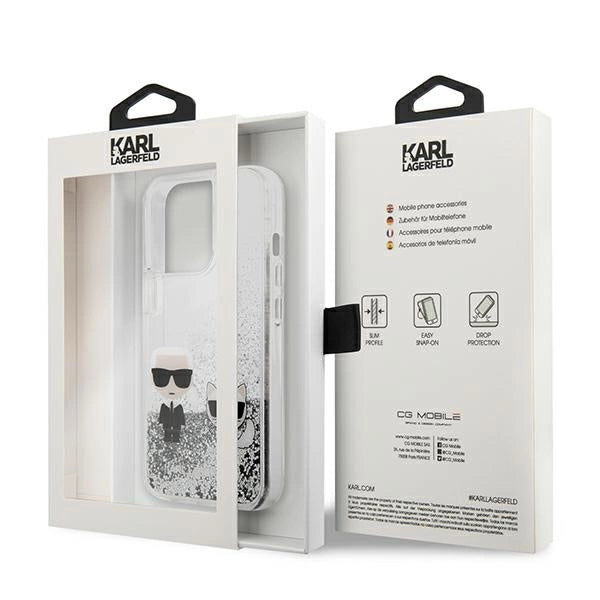 Karl Lagerfeld Liquid Glitter Karl&amp;Choupette case for iPhone 13 Pro / 13 6.1" - silver_7