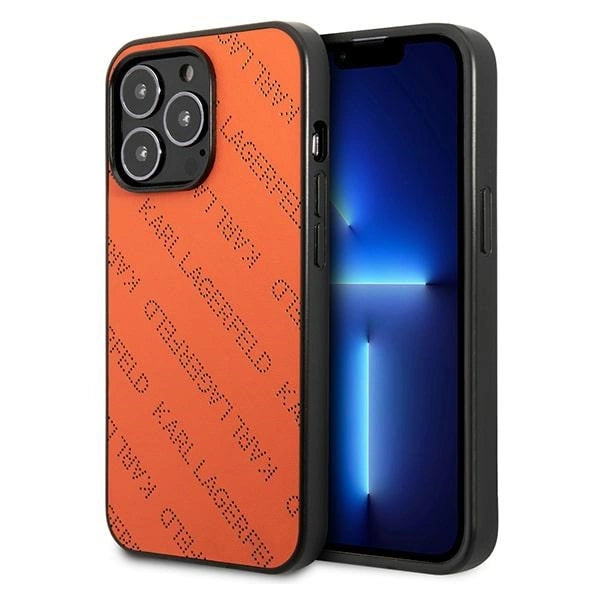 Karl Lagerfeld Perforated Allover Case for iPhone 13 Pro / 13 6.1" - Orange_0